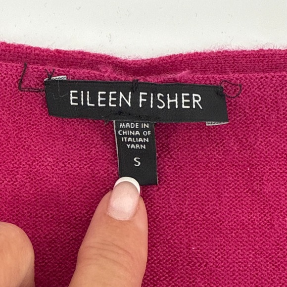 Eileen Fisher Merino Wool V-Neck 3/4 Dolman Sleeve Magenta Sweater Size Small - Picture 5 of 7